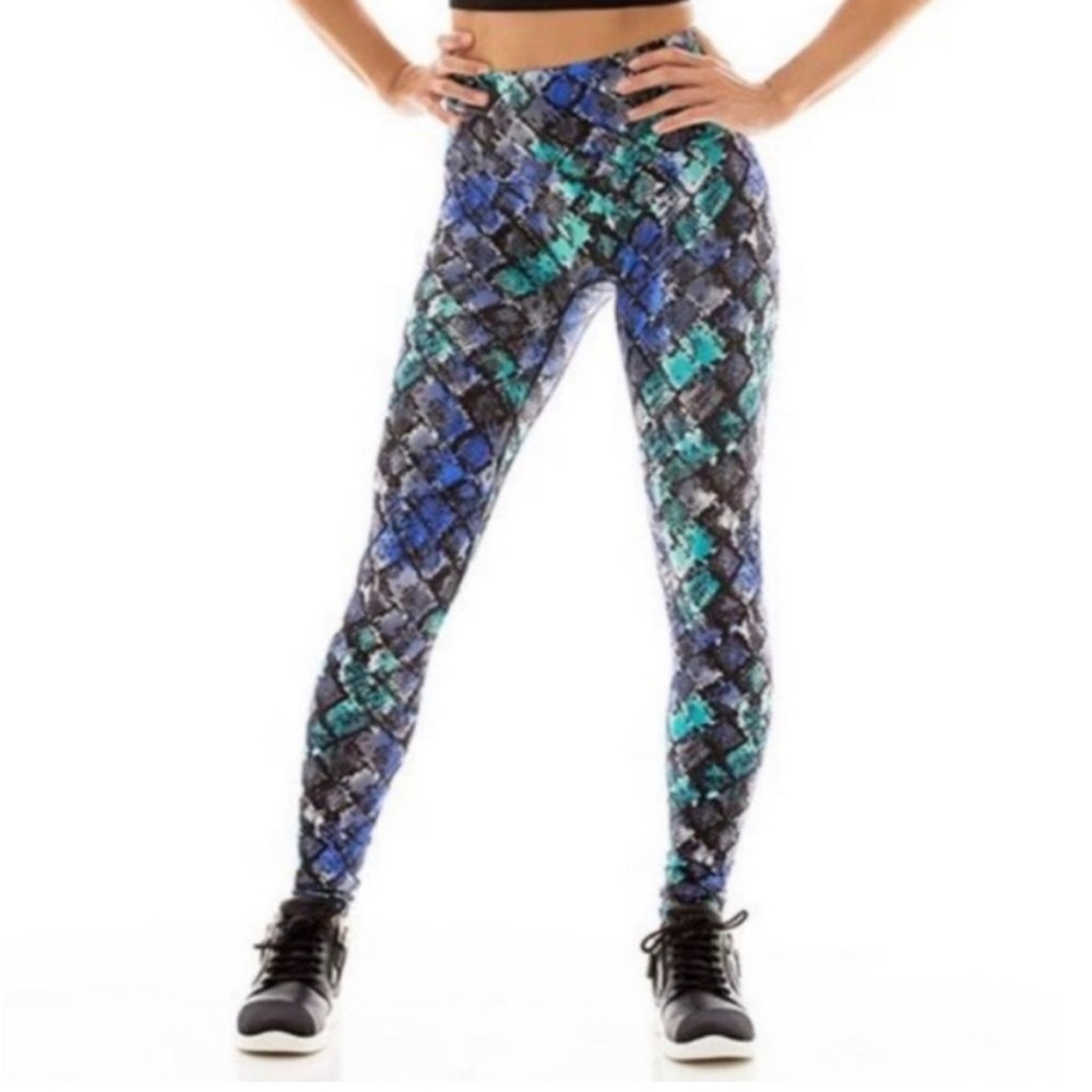 K-DEER yoga heel length multicolored snakeskin leggings medium